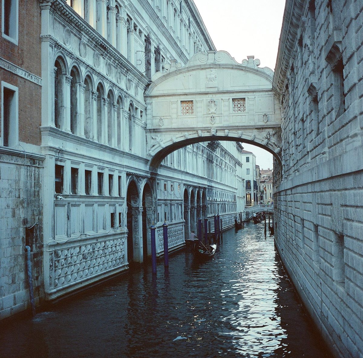 Canal and bridge at dusk